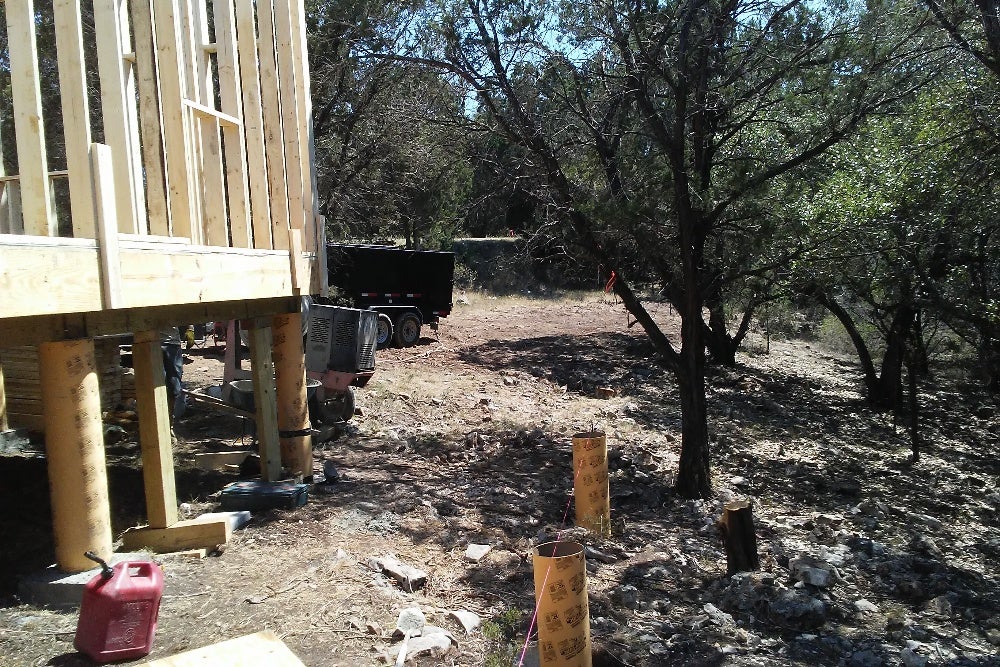 Pier and beam foundation repair work in progress