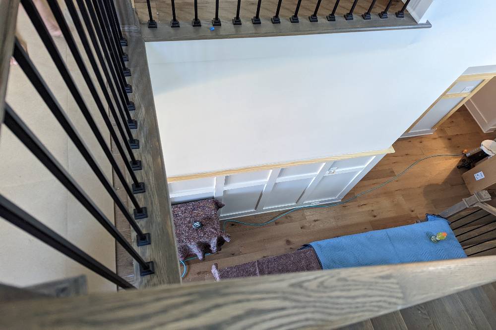 Modern residential staircase during construction