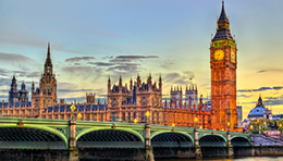 The Palace of Westminster and Westminster Bridge in London, UK