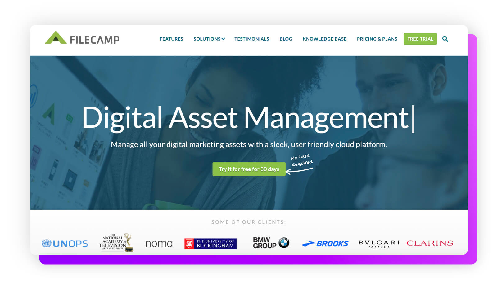Filecamp as one of the best brand asset management software options.