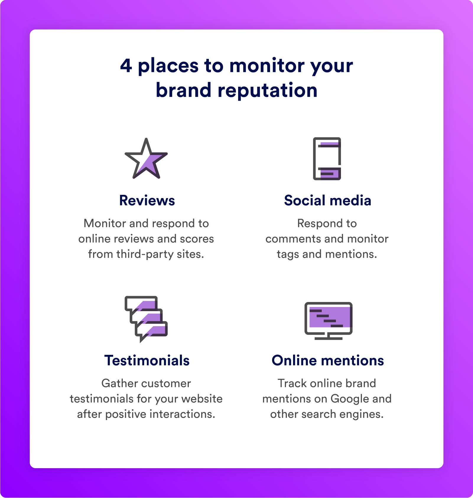 Places to monitor your brand reputation when executing your strategic brand management strategy.
