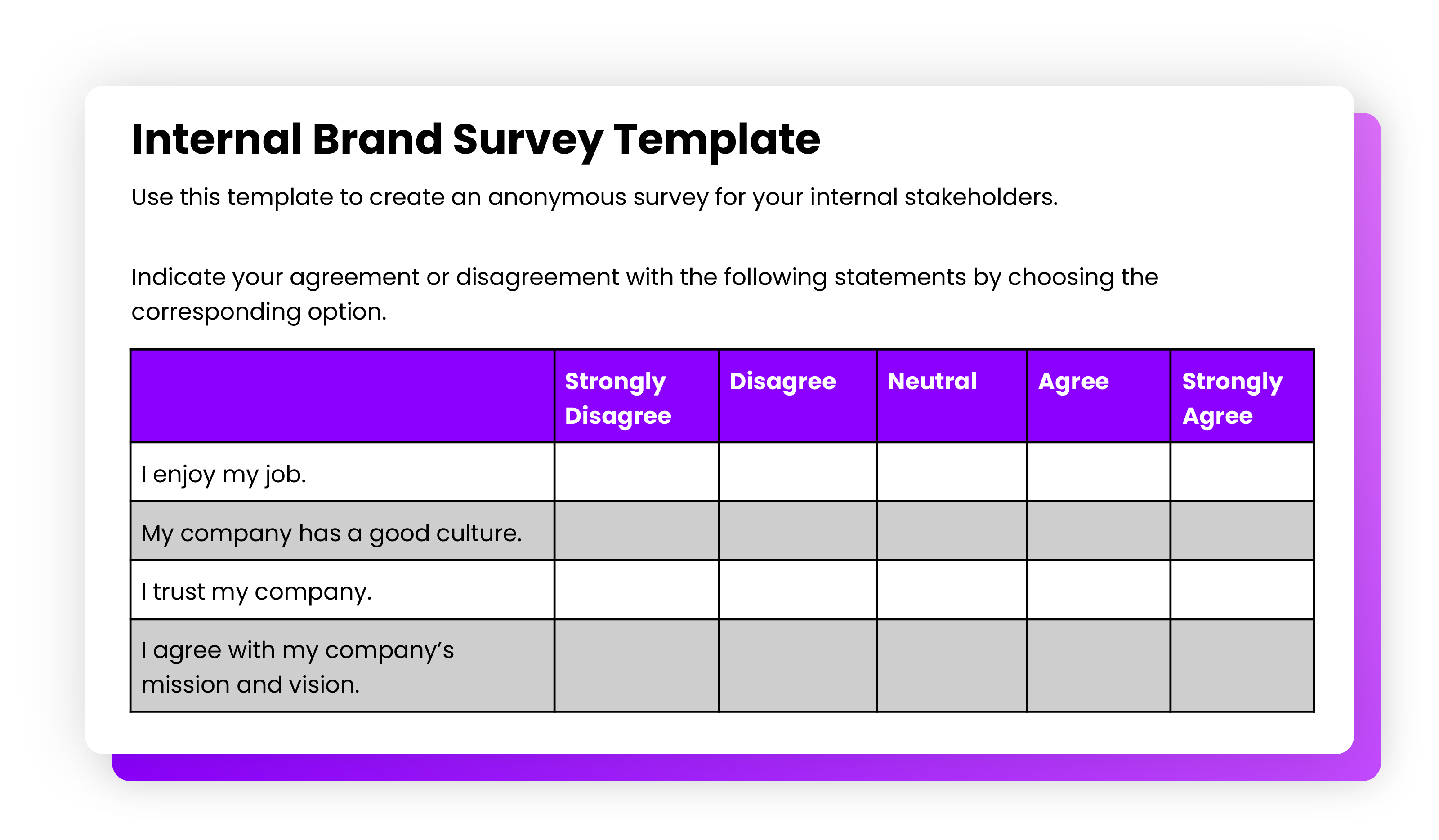 Internal brand survey template