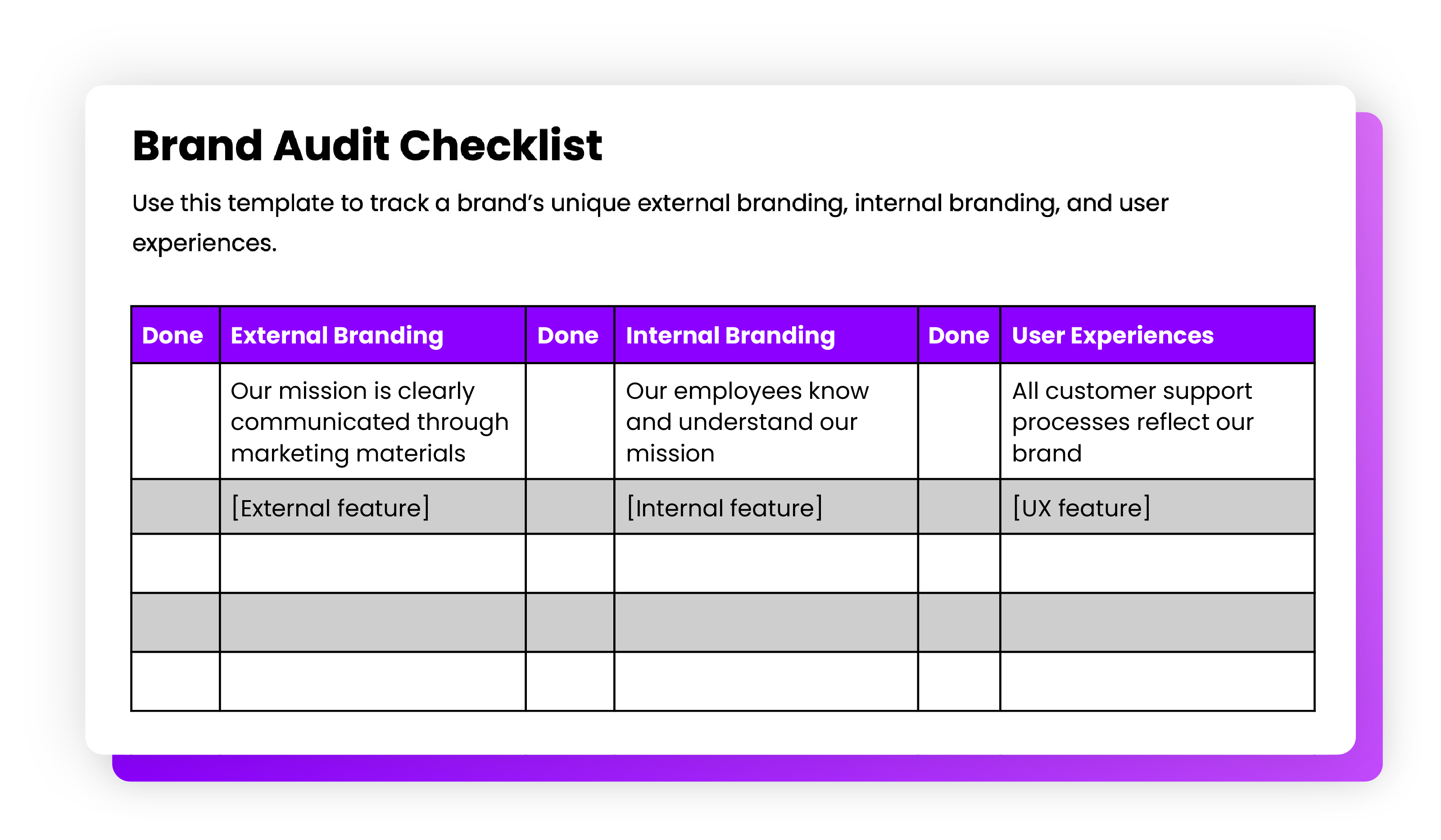 Brand audit checklist mockup.