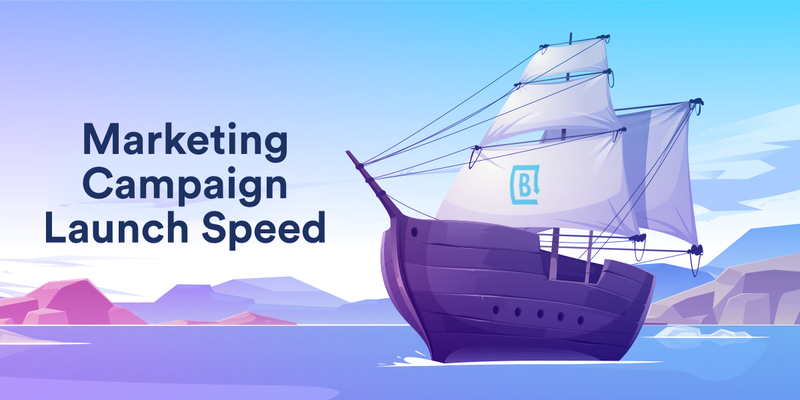 Illustration of boat launch as header for infographic on marketing speed to market
