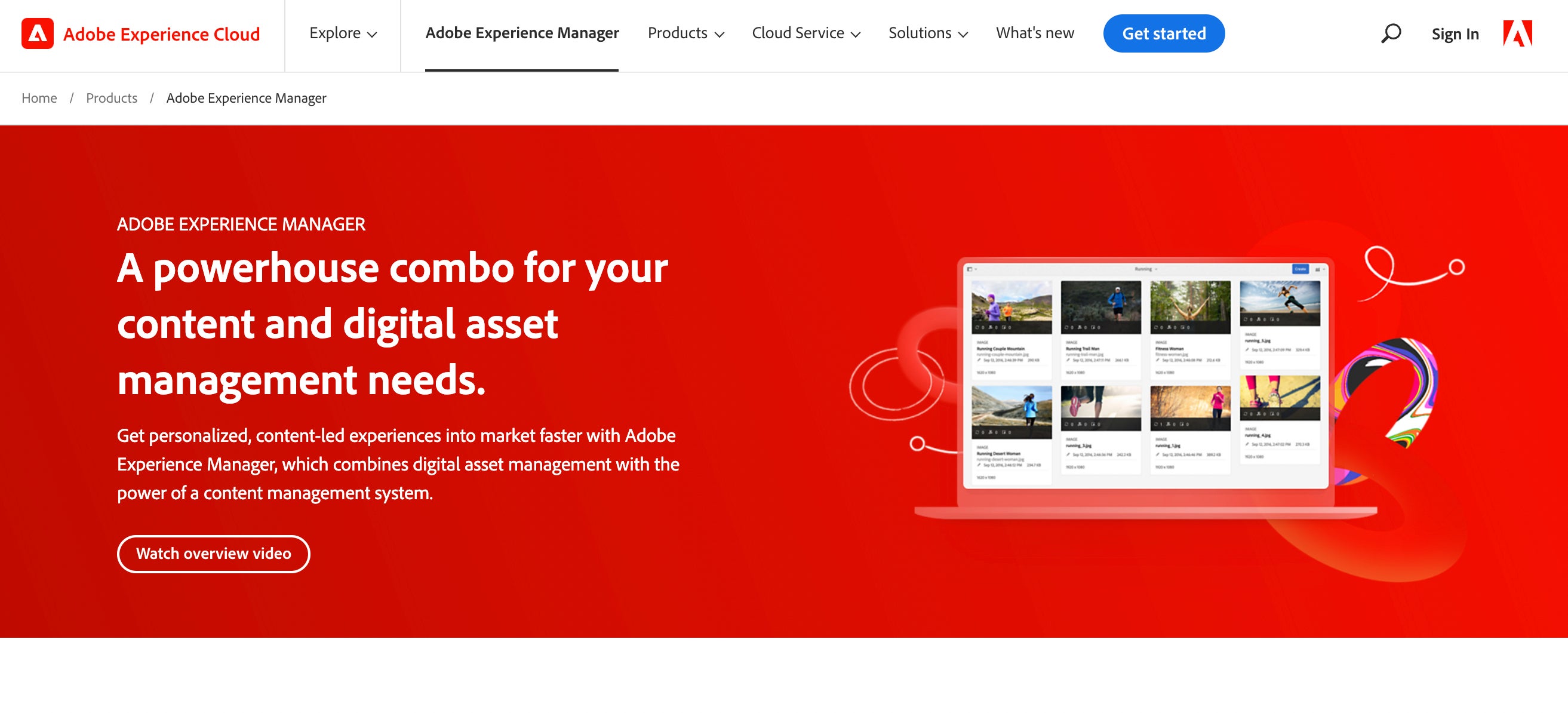 Adobe Experience Manager homepage