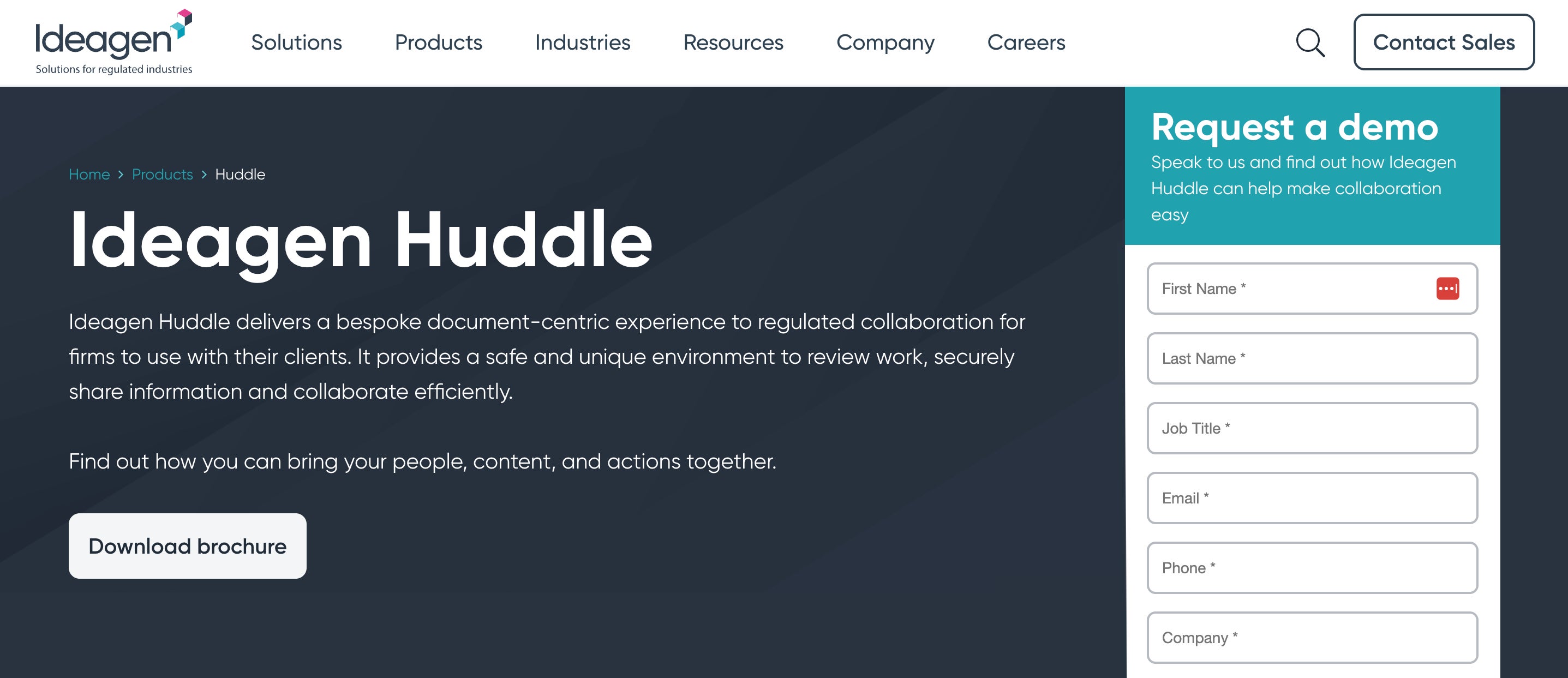 Huddle by Ideagen homepage