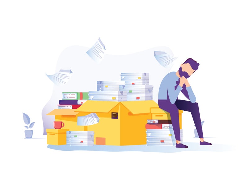 Illustration of man frustrated with image management
