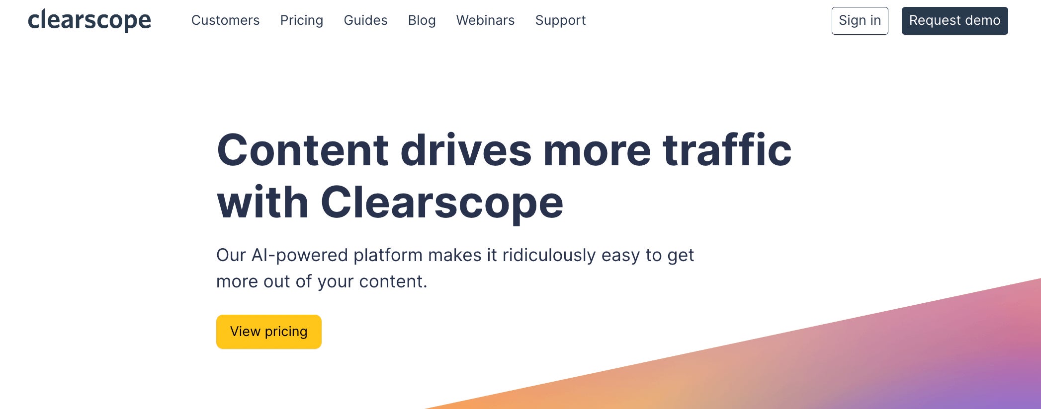 Clearscope homepage