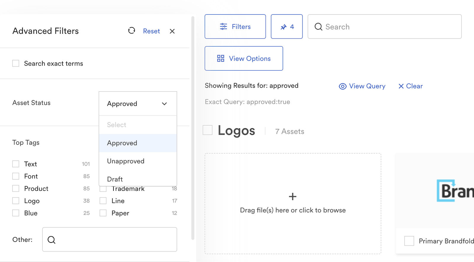 advanced filters drawer