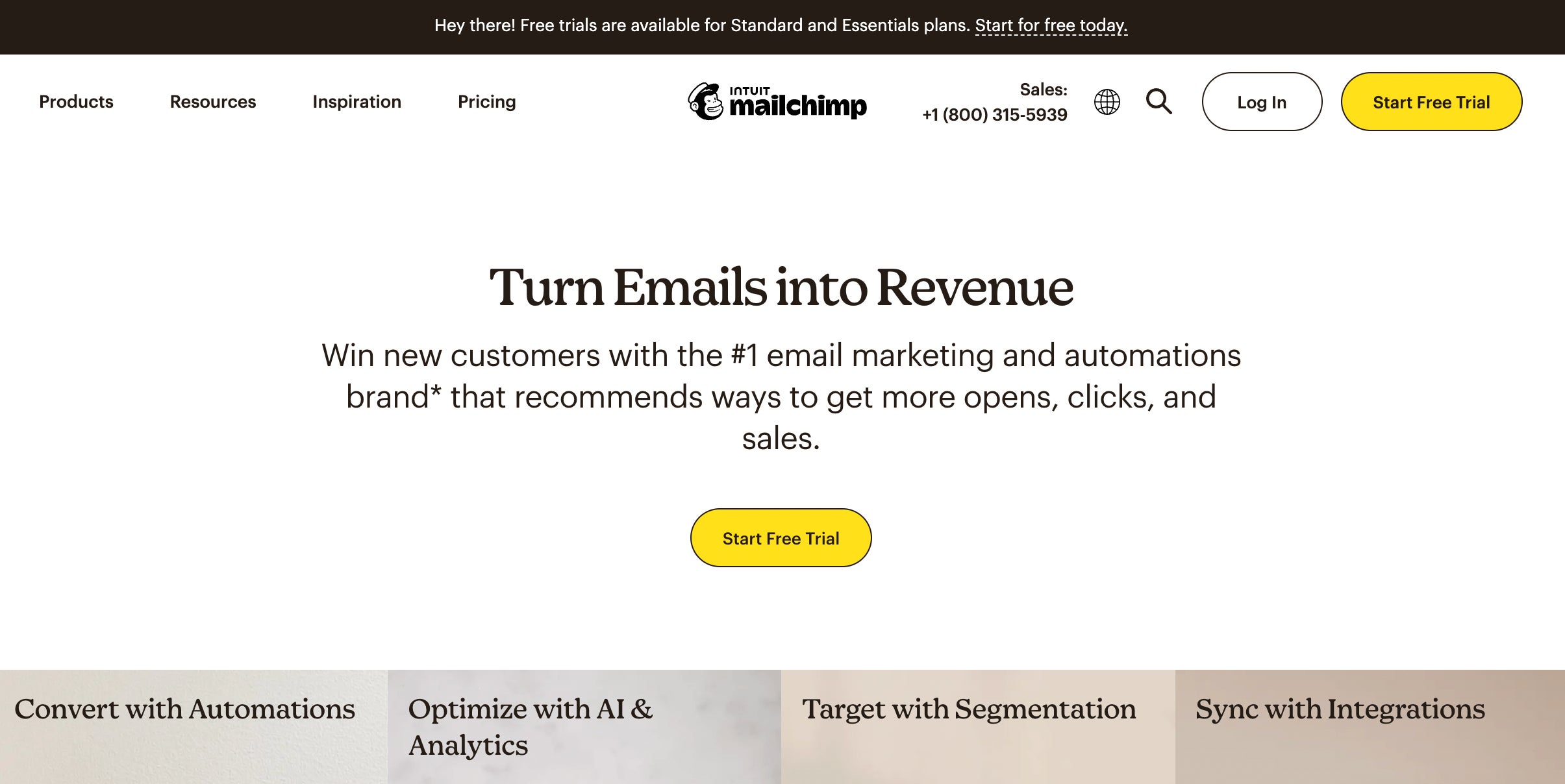 Mailchimp homepage