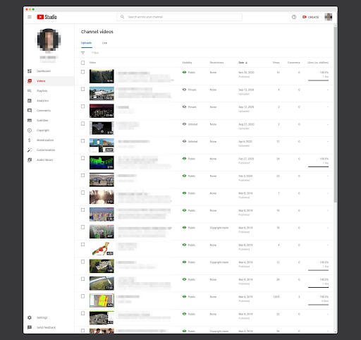 Screenshot of Youtube