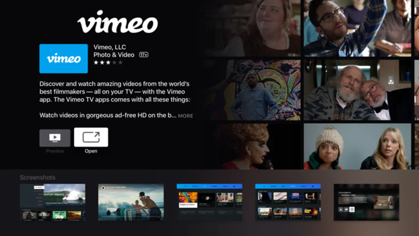 Screenshot of Vimeo