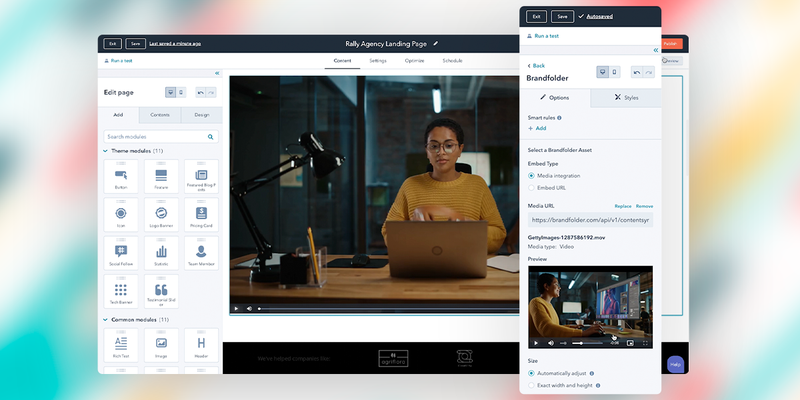 Views of the HubSpot and Brandfolder integration