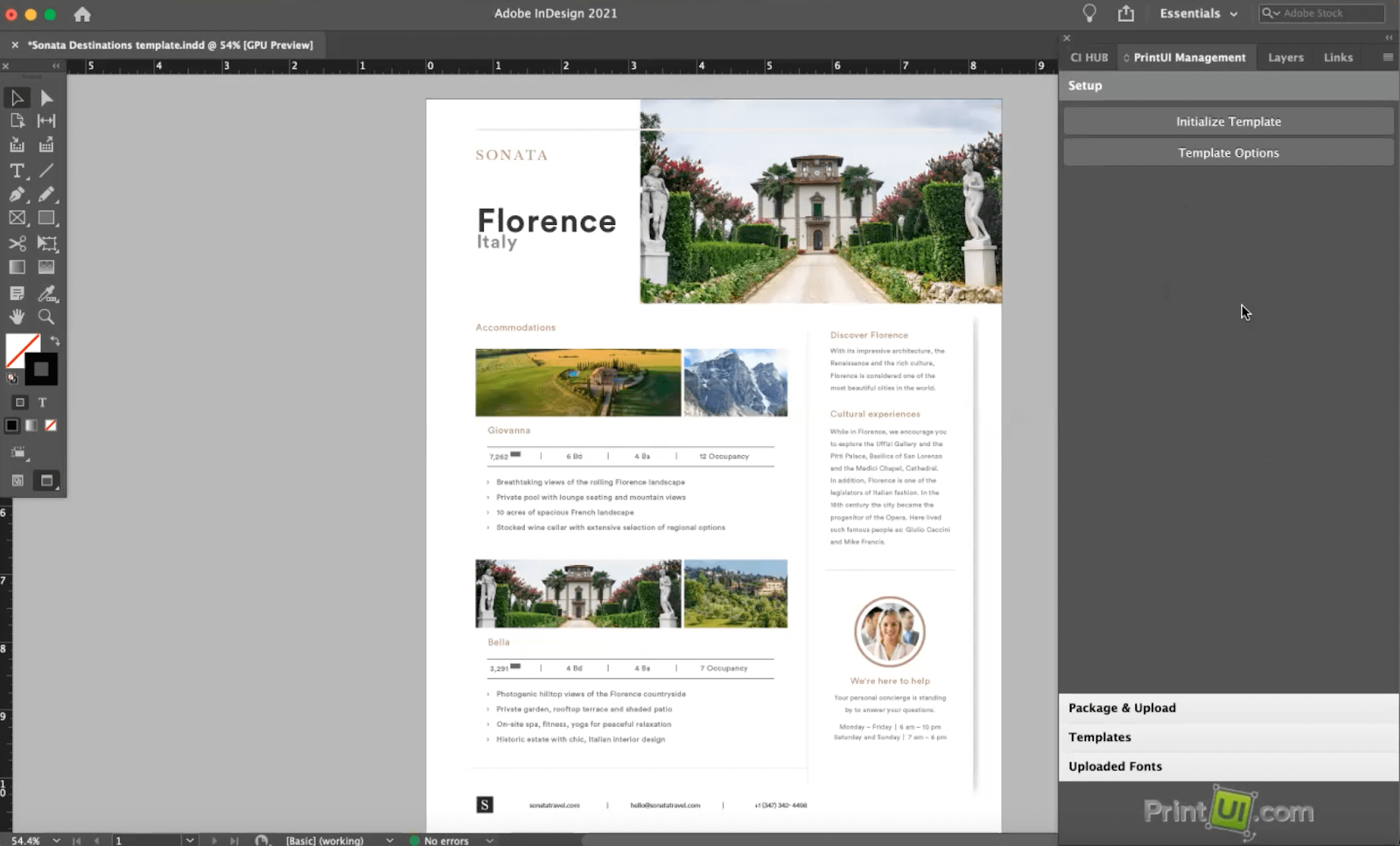 View of Brandfolder template customization settings in Adobe InDesign