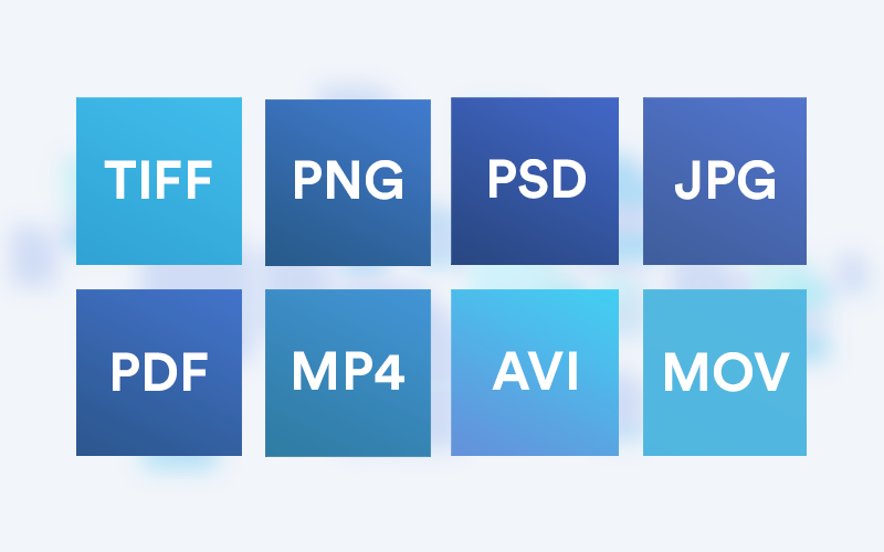 chart displaying different file formats