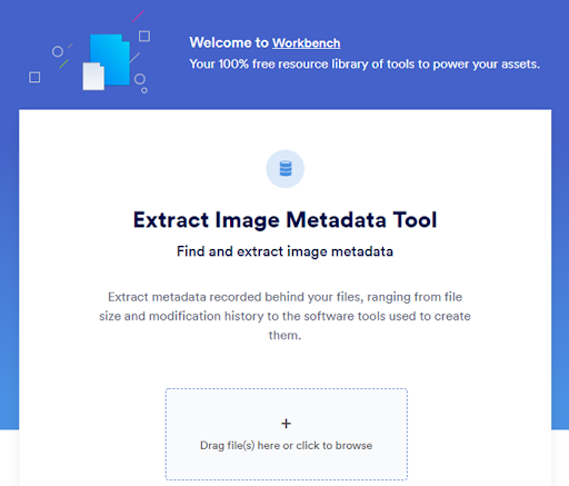 View of Brandfolder's Extract Image Metadata Workbench tool