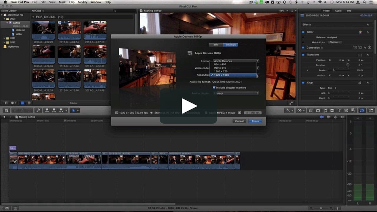 Screenshot of Apple Final Cut Pro