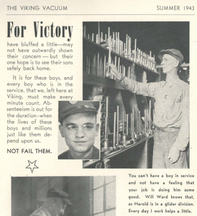 Feature of Harold and Will Ward in the Viking Vacuum Summer 1943 Issue