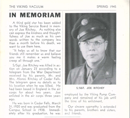 Excerpt from obituary of Ritchey from Spring 1945 Viking Vacuum