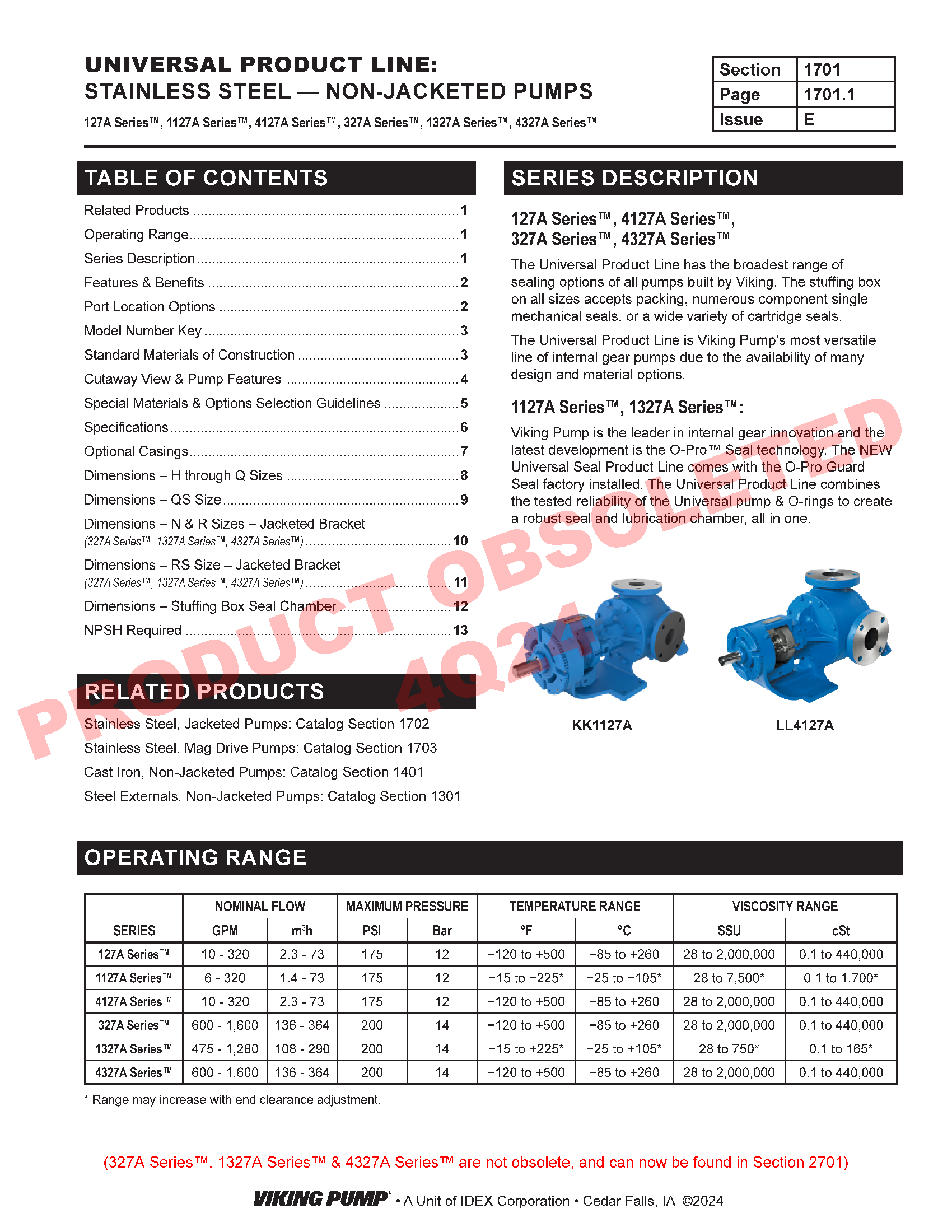 Catalog Section | 1701 | Non-Jacketed