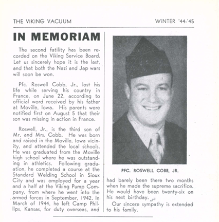 Excerpt on Cobb from the Winter 1944 Viking Vacuum