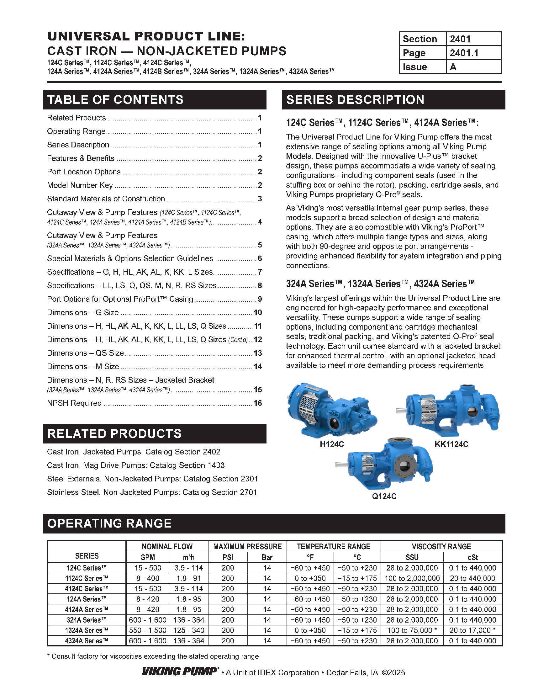 Catalog Section | 2401 | Non-Jacketed