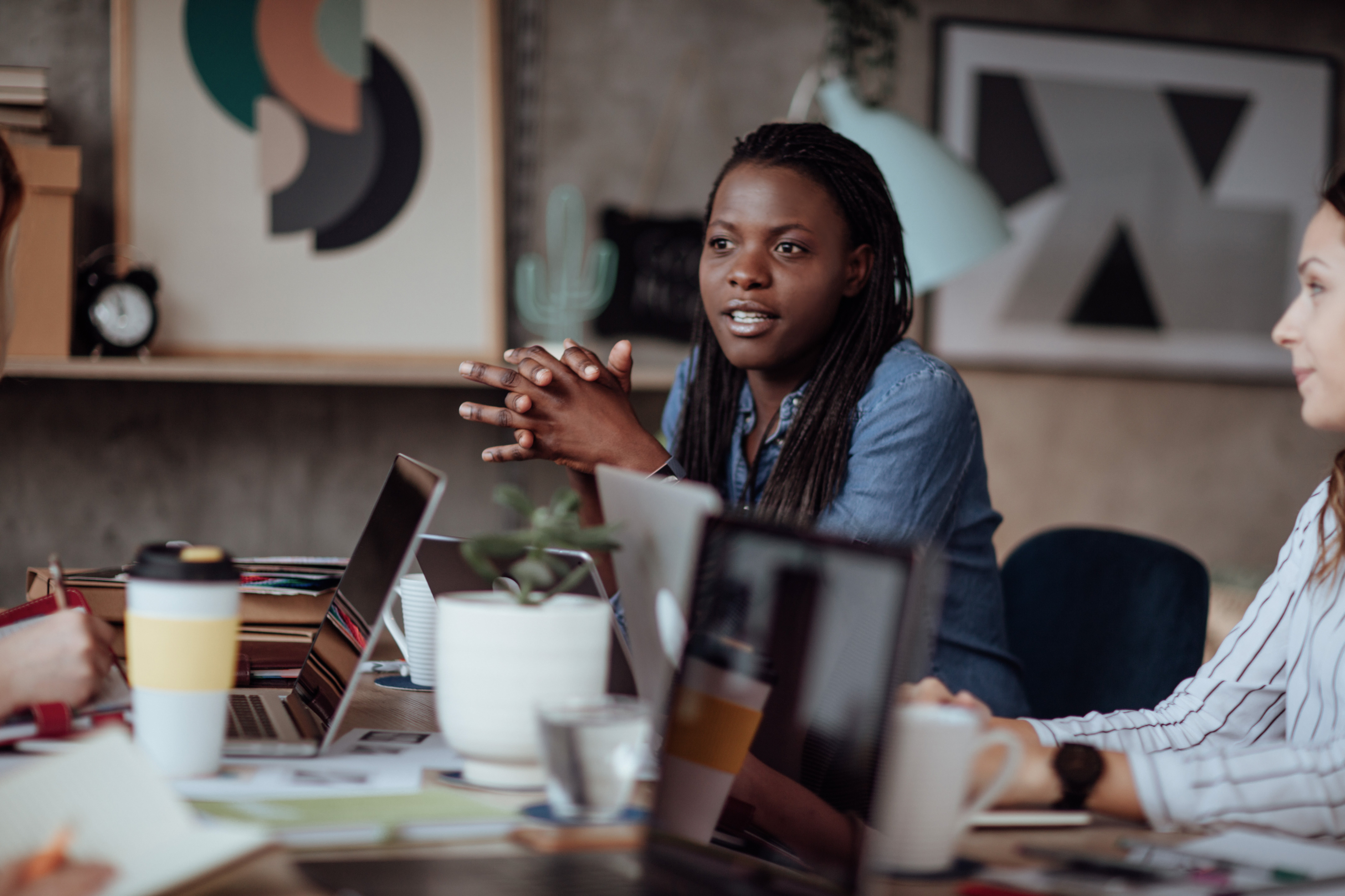 two women in a meeting
