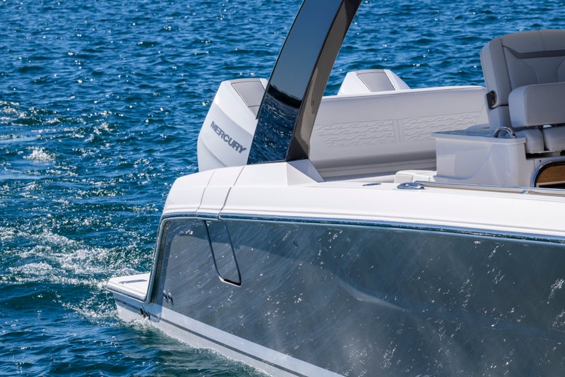 Tiara Yachts 35 LS Stern Starboard Side View - 35 ft boat in Lake Michigan