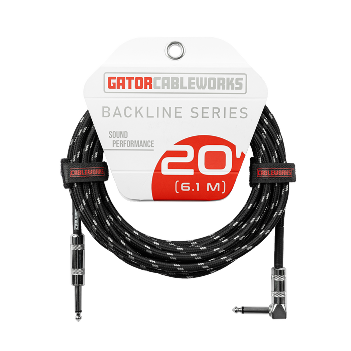 20 Foot Strt to RA Braided Instrument Cable-BG