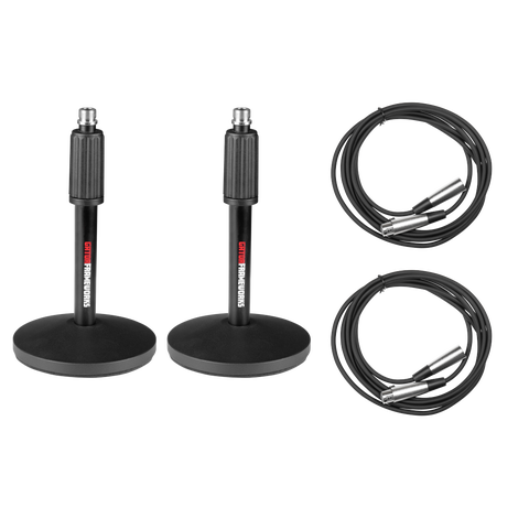 (x2) Desktop Mic Stands & (x2) 10-ft XLR Cables