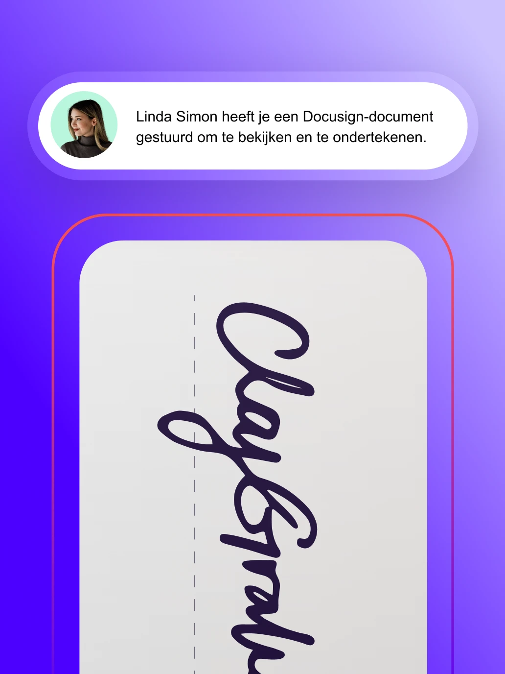 A notification for a Docusign document to view and sign, demonstrating how customers can review and sign documents from anywhere.