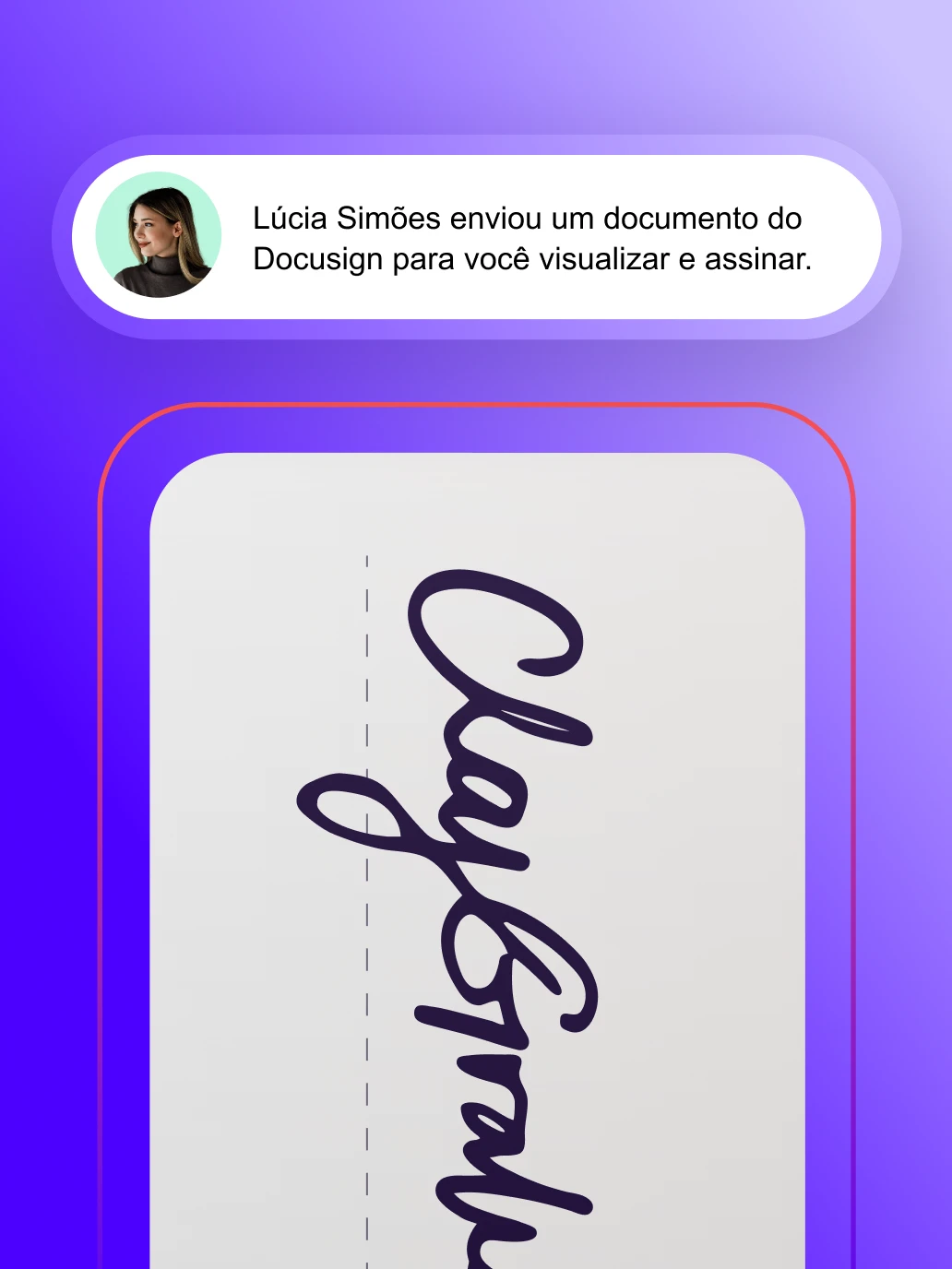 A notification for a Docusign document to view and sign, highlighting the seamless user experience of agreement automation.