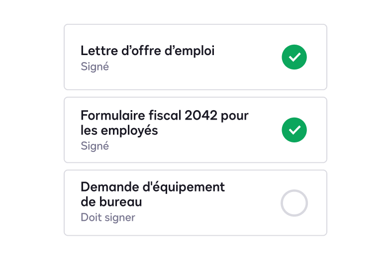 Interface montrant un processus d'intégration
