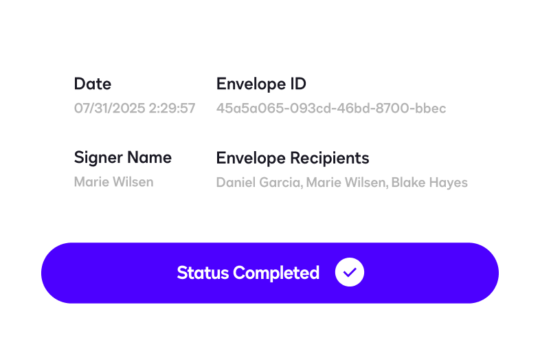 UI showing envelops