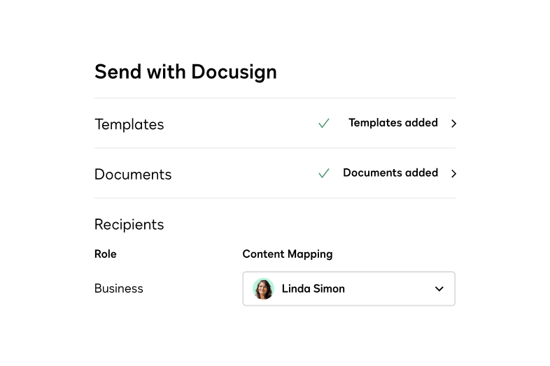 product ui showing send with Docusign