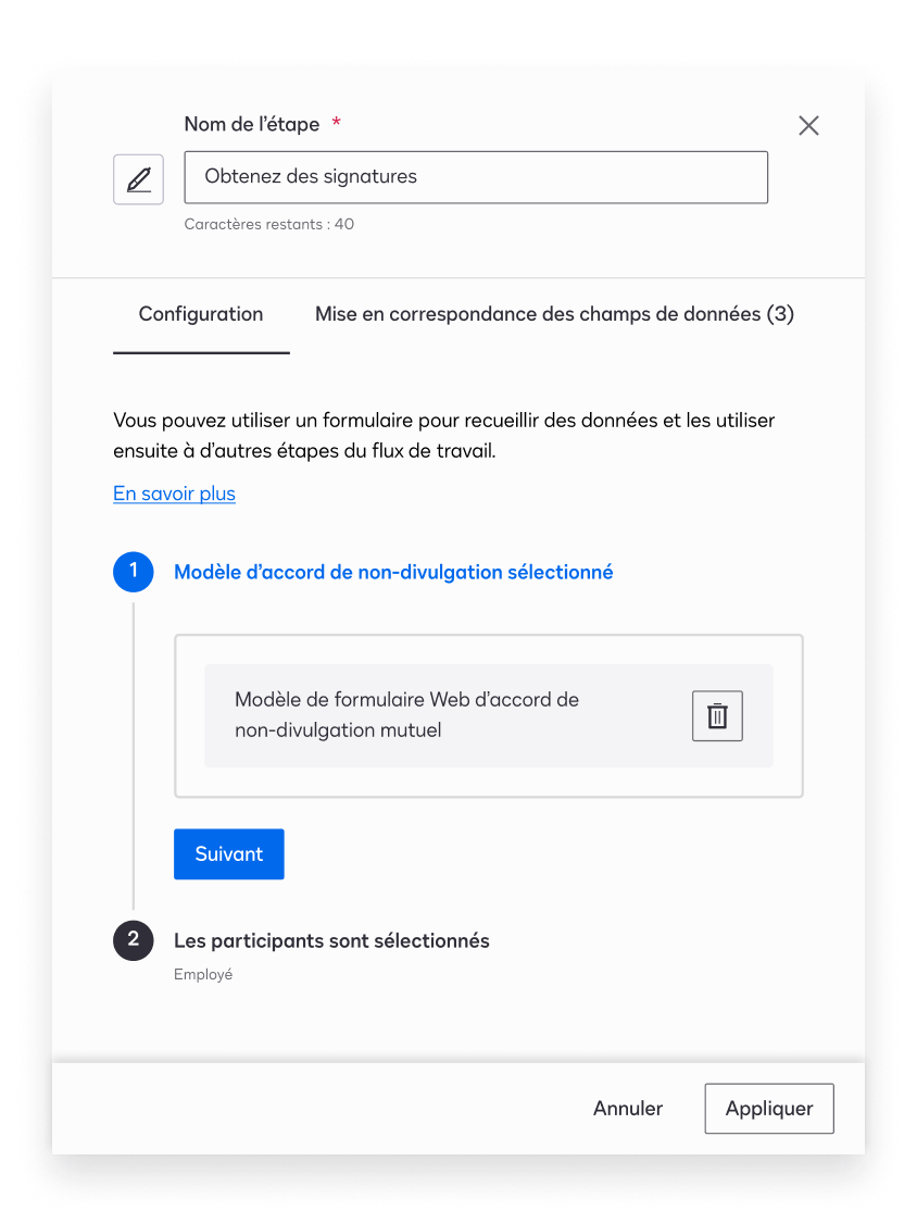 Configurateur de flux de travail Maestro UI de Docusign