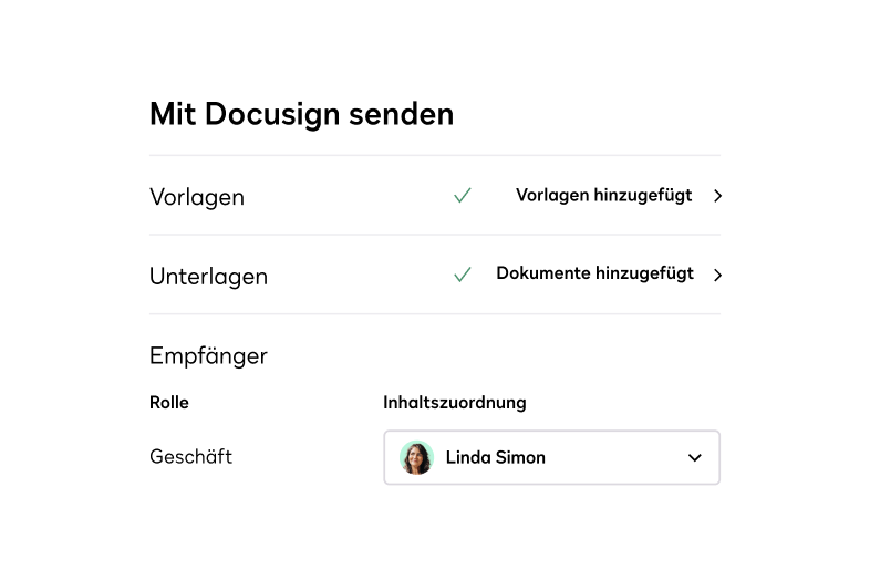 product ui showing send with Docusign