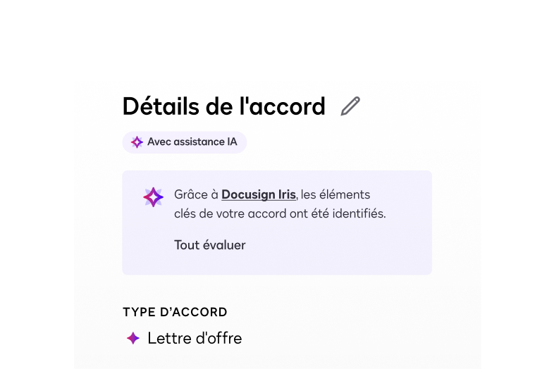 UI displaying Docusign AI-assisted features for HR
