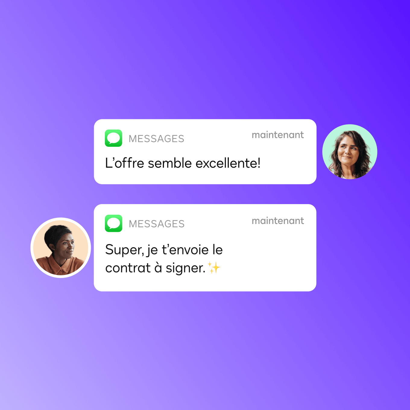 Deux utilisateurs de Docusign IAM pour l'expérience client discutent de la signature d'un contrat.