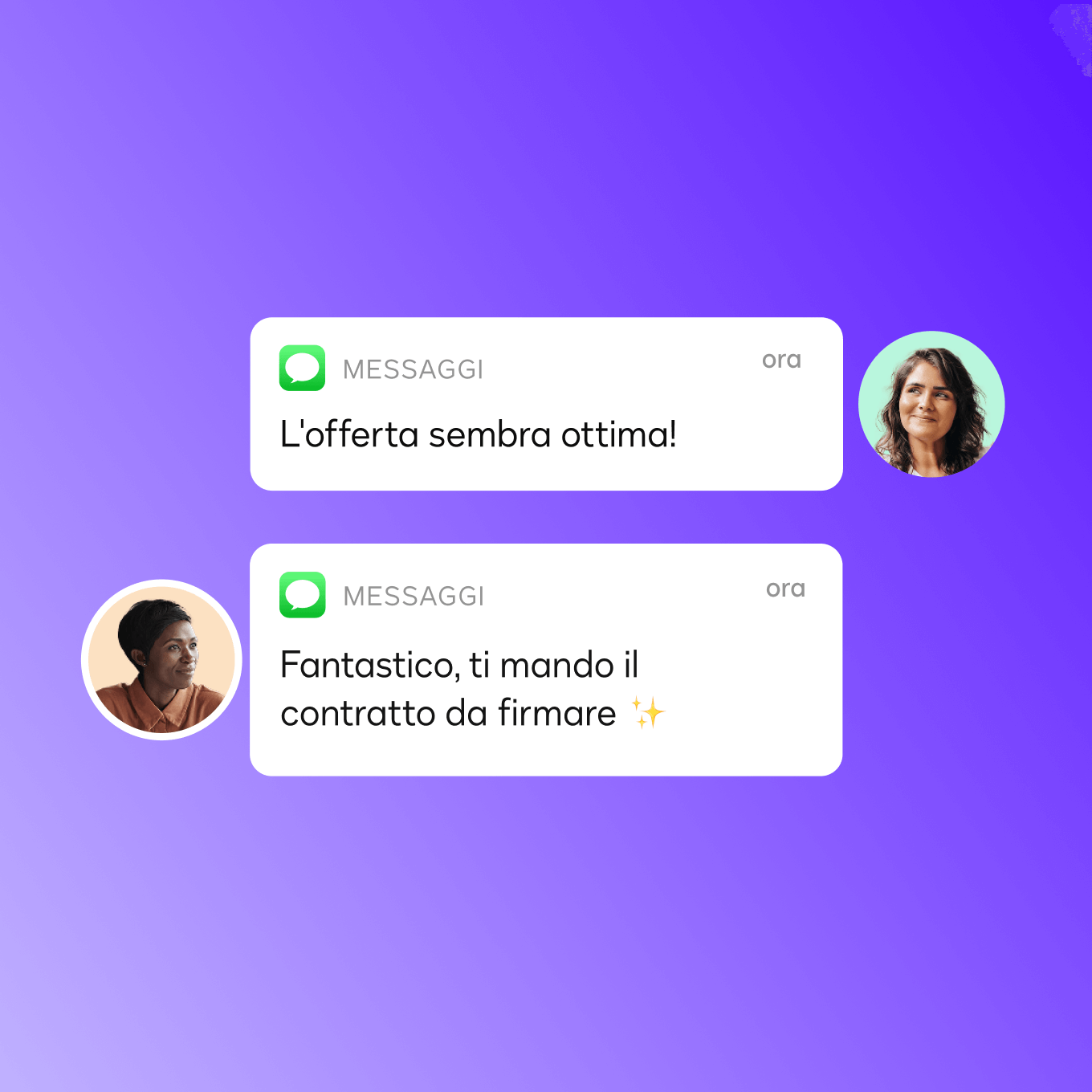 Due utenti di Docusign IAM per l'Esperienza del Cliente discutono della firma di un contratto.
