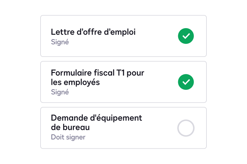 Interface montrant un processus d'intégration