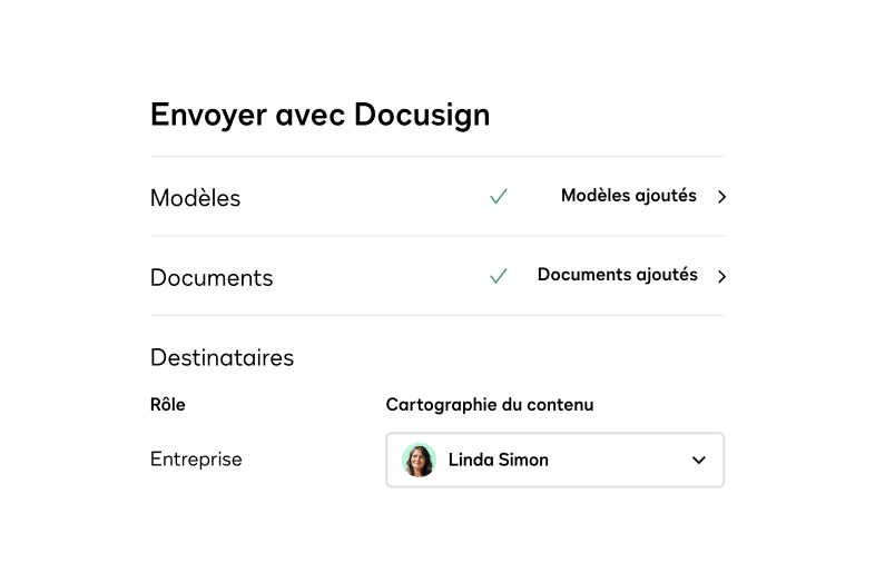 product ui showing send with Docusign
