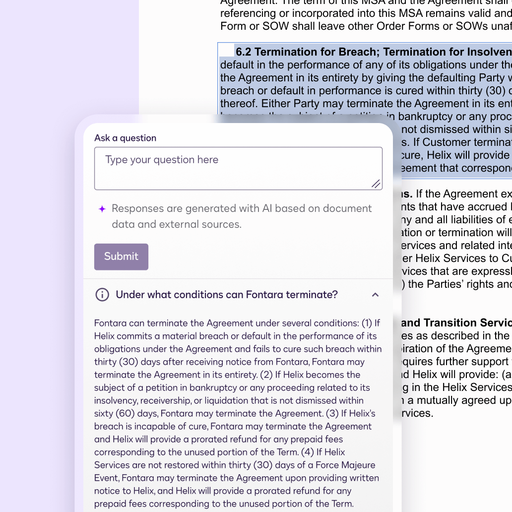 Answer agreement-related questions quickly