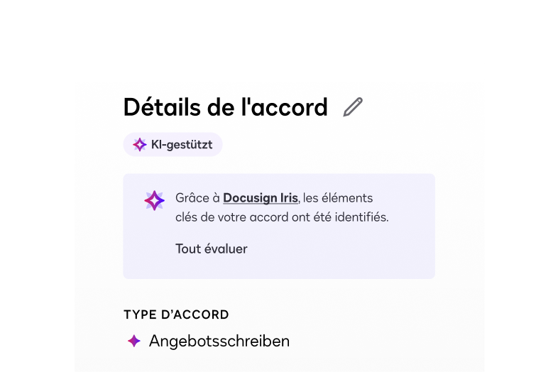 UI displaying Docusign AI-assisted features for HR