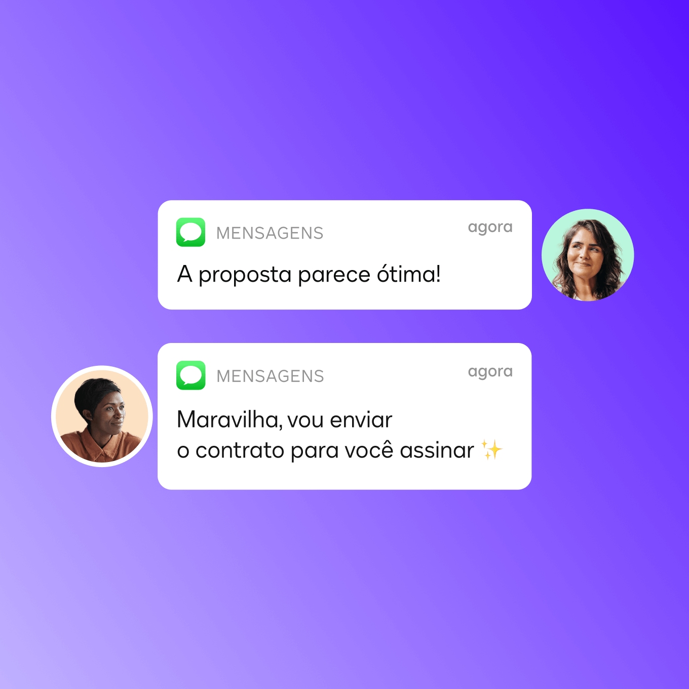 Dois usuários do Docusign IAM para Experiência do Cliente discutem a assinatura de um contrato.
