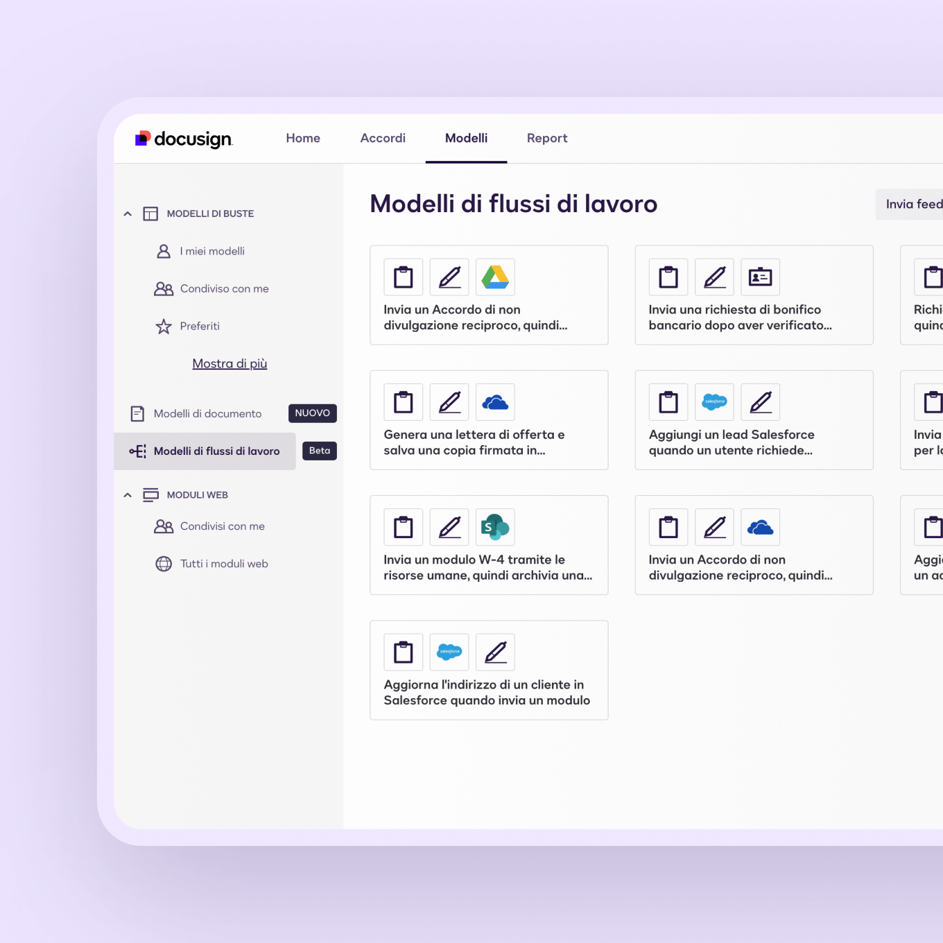 Modelli di flusso di lavoro Maestro UI di Docusign