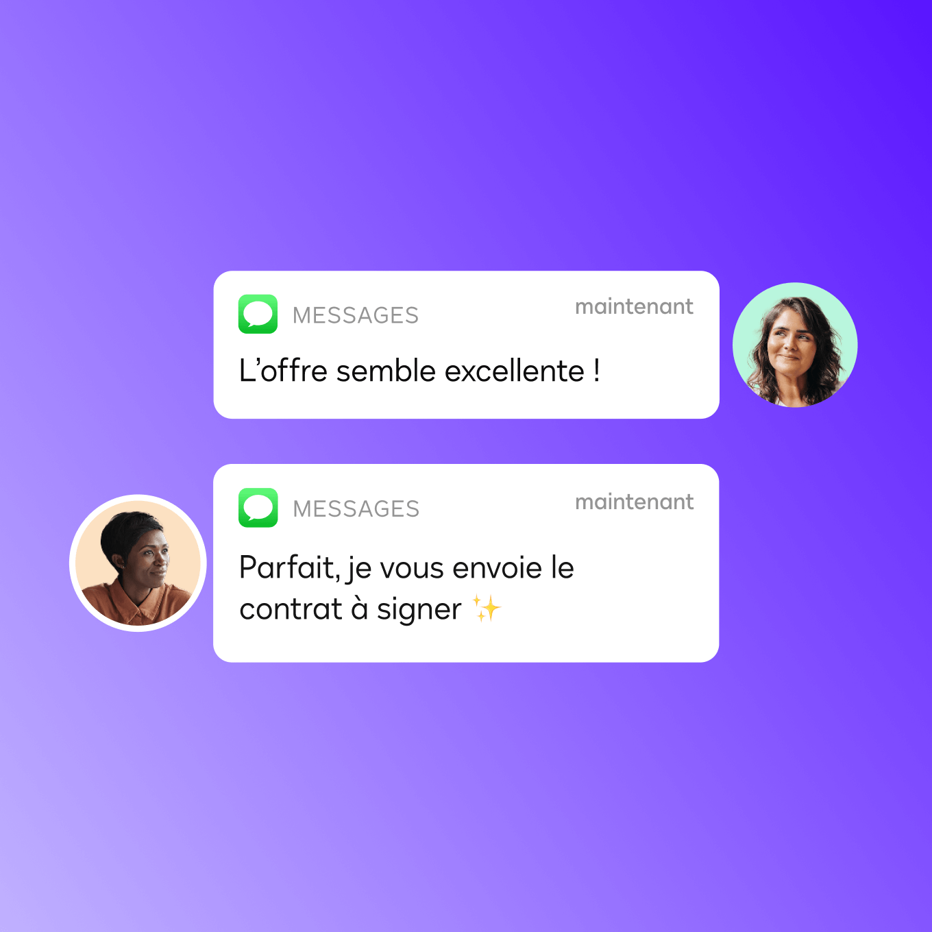 Deux utilisateurs de Docusign IAM pour l'expérience client discutent de la signature d'un contrat.