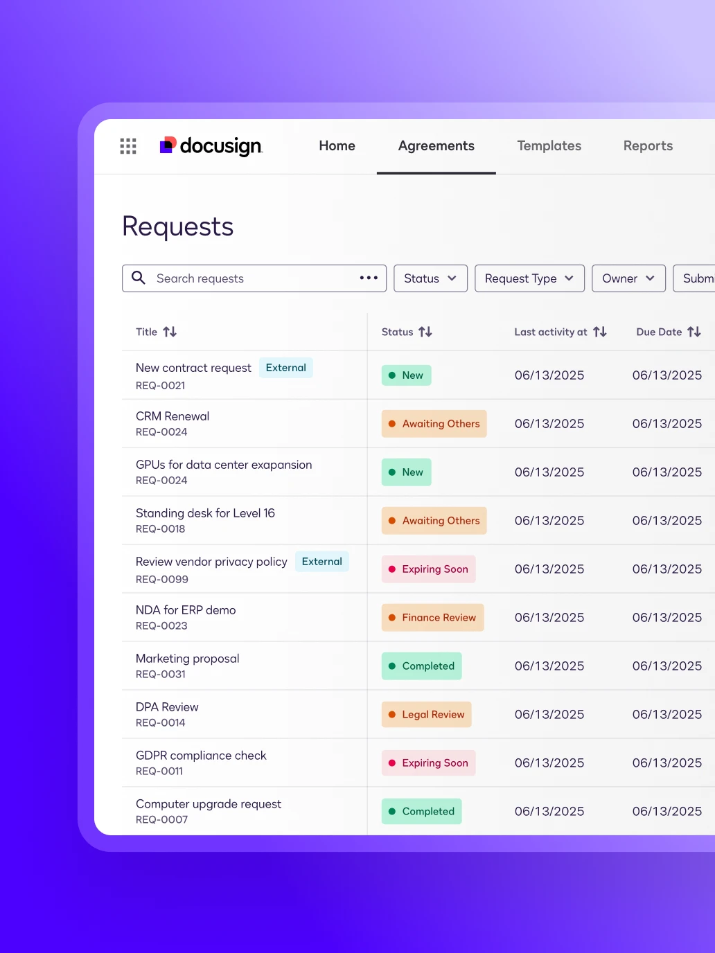 Docusign IAM UI for Legal - Create