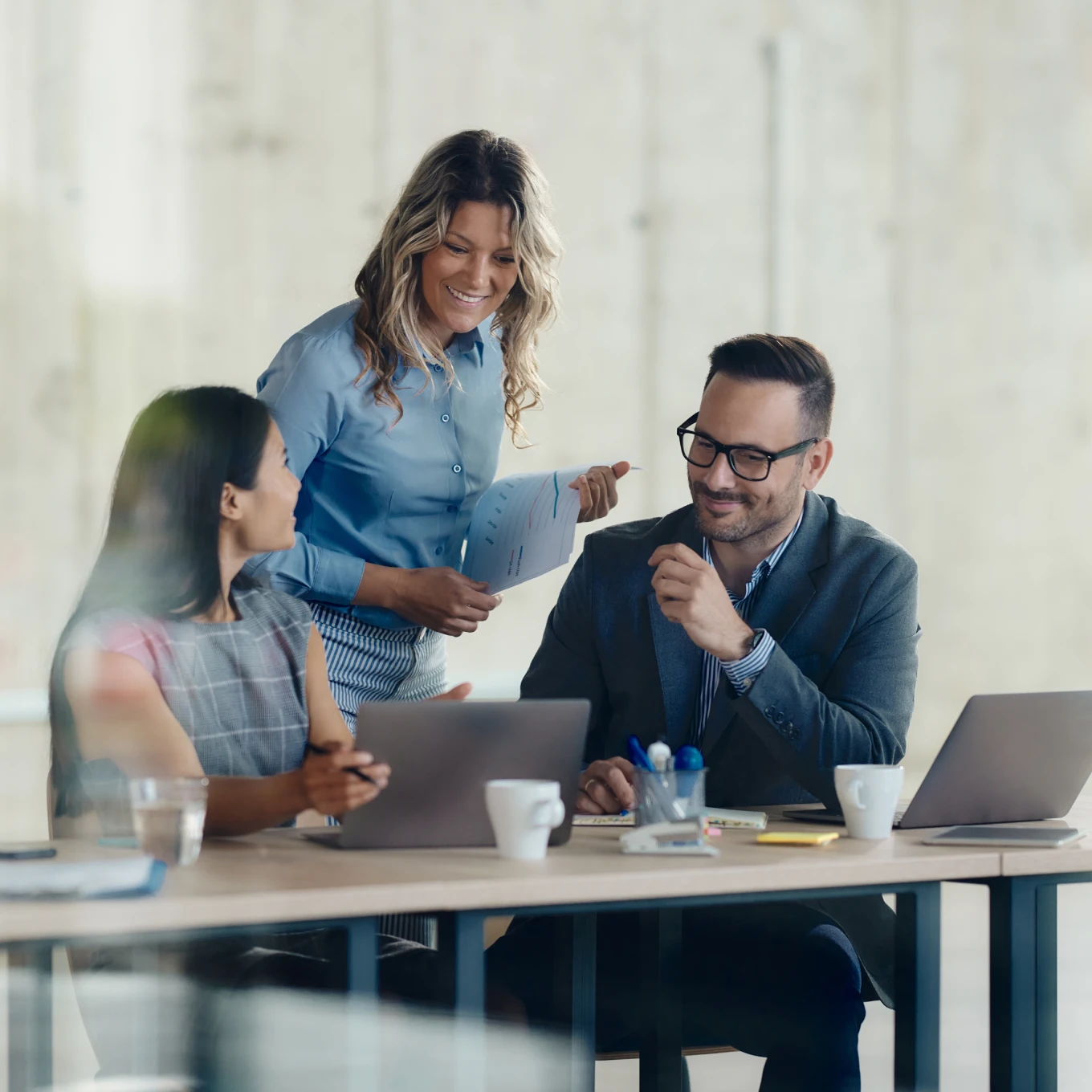Engaged team collaborating in an office