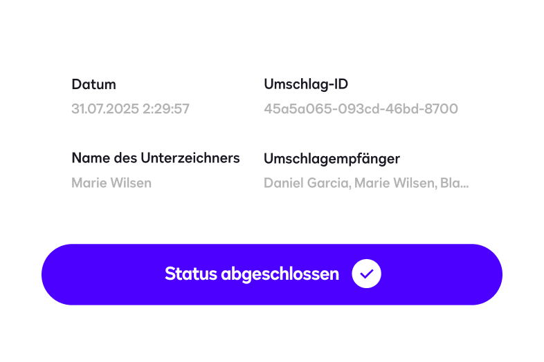UI showing envelops